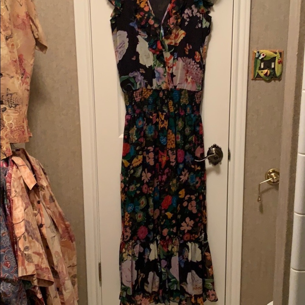 Black floral ruffled dress